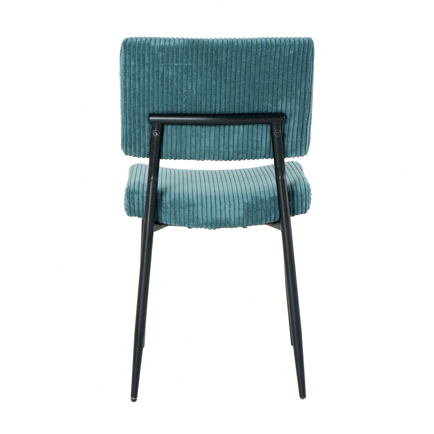 Set Of 2 Fabric Upholstered Modern Turquoise Dining Chairs With Black Metal Legs - Stylish Home And Bedroom Stools