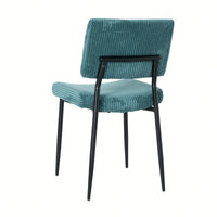 Set Of 2 Fabric Upholstered Modern Turquoise Dining Chairs With Black Metal Legs - Stylish Home And Bedroom Stools