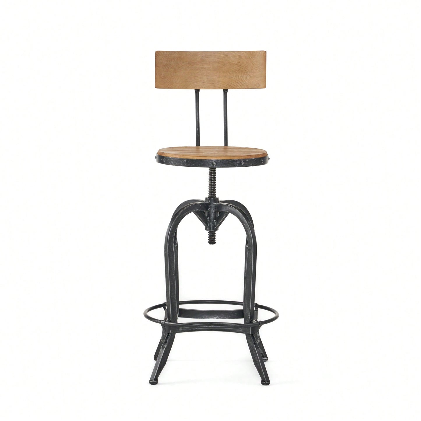 Modern Adjustable Height Swivel Bar Stools With Elegant Fir Wood Design