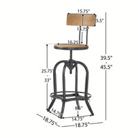 Modern Adjustable Height Swivel Bar Stools With Elegant Fir Wood Design