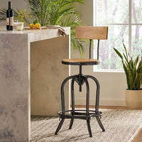 Modern Adjustable Height Swivel Bar Stools With Elegant Fir Wood Design