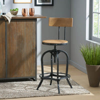 Modern Adjustable Height Swivel Bar Stools With Elegant Fir Wood Design