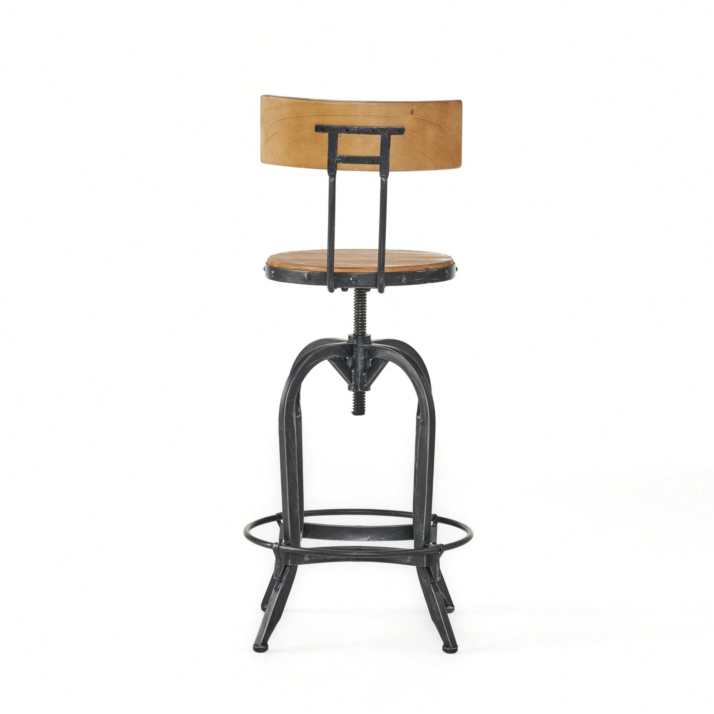 Modern Adjustable Height Swivel Bar Stools With Elegant Fir Wood Design