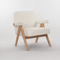 Comfortable Wooden Leg Leisure Chair With Handrails And Cushions - Perfect For Living Room, Bedroom, And Study - Set Of 1