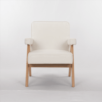 Comfortable Wooden Leg Leisure Chair With Handrails And Cushions - Perfect For Living Room, Bedroom, And Study - Set Of 1