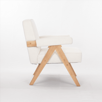 Comfortable Wooden Leg Leisure Chair With Handrails And Cushions - Perfect For Living Room, Bedroom, And Study - Set Of 1
