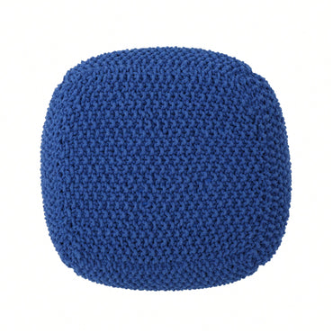 Stylish Knitted Cotton Pouf Cube For Versatile Home Decor - 20.5" X 20.5" X 16.5"