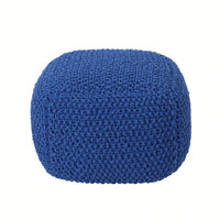 Stylish Knitted Cotton Pouf Cube For Versatile Home Decor - 20.5" X 20.5" X 16.5"
