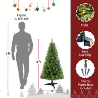 4ft Prelit Artificial Christmas Tree With 100 Warm White LED Lights, Realistic PVC Branch Tips For Easy Indoor Setup