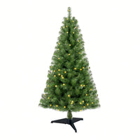 4ft Prelit Artificial Christmas Tree With 100 Warm White LED Lights, Realistic PVC Branch Tips For Easy Indoor Setup
