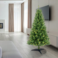 4ft Prelit Artificial Christmas Tree With 100 Warm White LED Lights, Realistic PVC Branch Tips For Easy Indoor Setup
