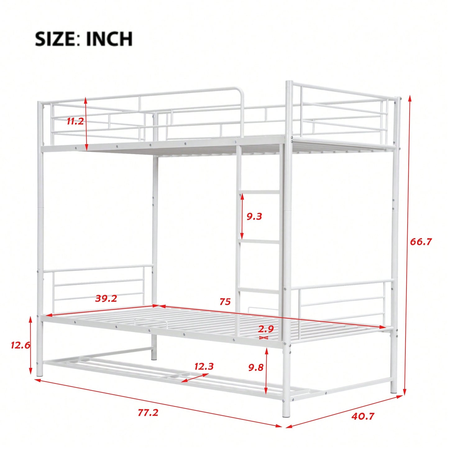 Stylish Twin Over Twin Metal Bunk Bed With Convenient Shelf And Safety Guardrails - Black Finish