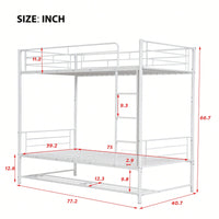 Stylish Twin Over Twin Metal Bunk Bed With Convenient Shelf And Safety Guardrails - Black Finish