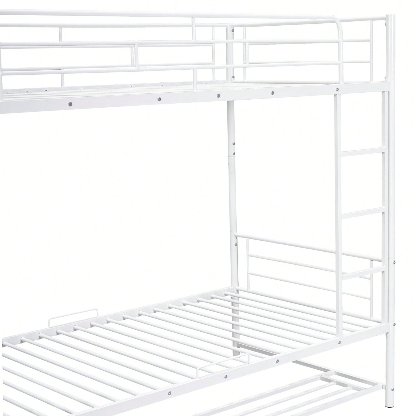 Stylish Twin Over Twin Metal Bunk Bed With Convenient Shelf And Safety Guardrails - Black Finish