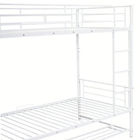 Stylish Twin Over Twin Metal Bunk Bed With Convenient Shelf And Safety Guardrails - Black Finish