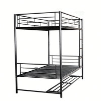 Stylish Twin Over Twin Metal Bunk Bed With Convenient Shelf And Safety Guardrails - Black Finish