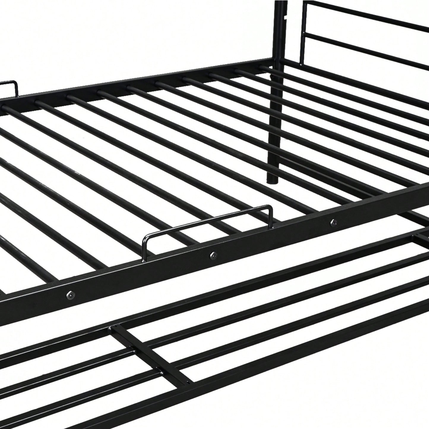 Stylish Twin Over Twin Metal Bunk Bed With Convenient Shelf And Safety Guardrails - Black Finish