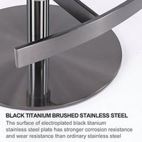 Adjustable Black Titanium Bar Stool with Leather Backrest for Kitchen Counter and Dining Room Brown