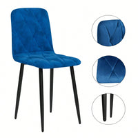 Modern Set Of 4 Upholstered Kitchen Dining Chairs With Durable Metal Legs And Comfortable PU Cushion Seat