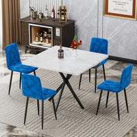 Modern Set Of 4 Upholstered Kitchen Dining Chairs With Durable Metal Legs And Comfortable PU Cushion Seat