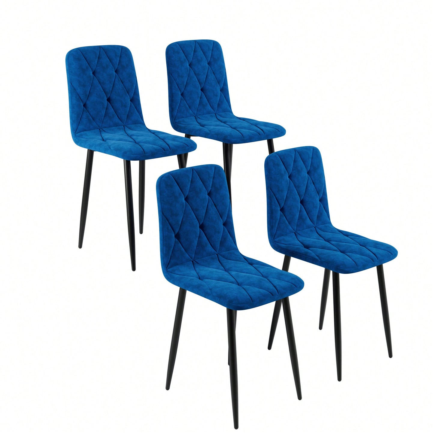 Modern Set Of 4 Upholstered Kitchen Dining Chairs With Durable Metal Legs And Comfortable PU Cushion Seat