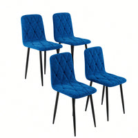 Modern Set Of 4 Upholstered Kitchen Dining Chairs With Durable Metal Legs And Comfortable PU Cushion Seat