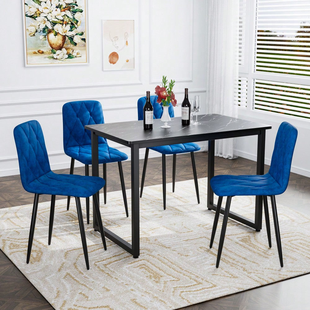 Modern Set Of 4 Upholstered Kitchen Dining Chairs With Durable Metal Legs And Comfortable PU Cushion Seat