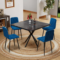 Modern Set Of 4 Upholstered Kitchen Dining Chairs With Durable Metal Legs And Comfortable PU Cushion Seat