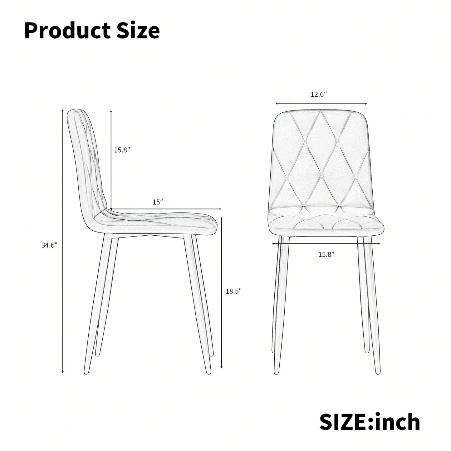 Modern Set Of 4 Upholstered Kitchen Dining Chairs With Durable Metal Legs And Comfortable PU Cushion Seat