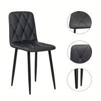 Modern Set Of 4 Upholstered Kitchen Dining Chairs With Durable Metal Legs And Comfortable PU Cushion Seat