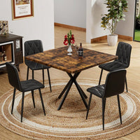 Modern Set Of 4 Upholstered Kitchen Dining Chairs With Durable Metal Legs And Comfortable PU Cushion Seat