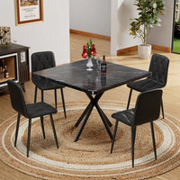 Modern Set Of 4 Upholstered Kitchen Dining Chairs With Durable Metal Legs And Comfortable PU Cushion Seat