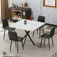 Modern Set Of 4 Upholstered Kitchen Dining Chairs With Durable Metal Legs And Comfortable PU Cushion Seat