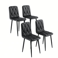 Modern Set Of 4 Upholstered Kitchen Dining Chairs With Durable Metal Legs And Comfortable PU Cushion Seat