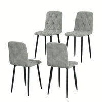 Modern Set Of 4 Upholstered Kitchen Dining Chairs With Durable Metal Legs And Comfortable PU Cushion Seat