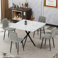 Modern Set Of 4 Upholstered Kitchen Dining Chairs With Durable Metal Legs And Comfortable PU Cushion Seat