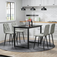Modern Set Of 4 Upholstered Kitchen Dining Chairs With Durable Metal Legs And Comfortable PU Cushion Seat