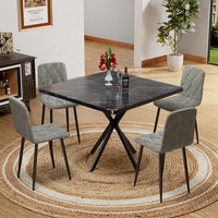 Modern Set Of 4 Upholstered Kitchen Dining Chairs With Durable Metal Legs And Comfortable PU Cushion Seat