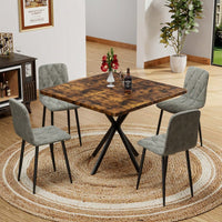 Modern Set Of 4 Upholstered Kitchen Dining Chairs With Durable Metal Legs And Comfortable PU Cushion Seat