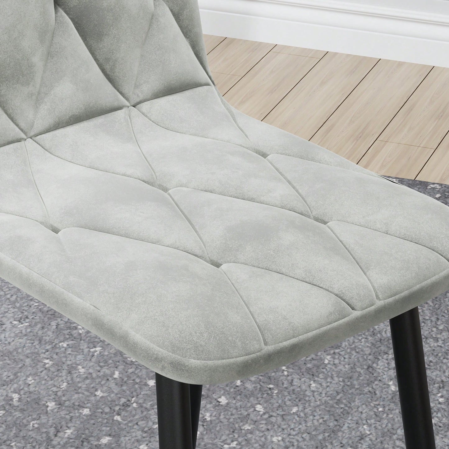 Modern Set Of 4 Upholstered Kitchen Dining Chairs With Durable Metal Legs And Comfortable PU Cushion Seat