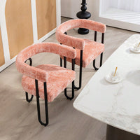 Stylish Chenille Fabric Upholstered Barrel Accent Chairs For Living Room – Set Of 2 Beige Kitchen Armchairs