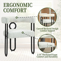 Stylish Chenille Fabric Upholstered Barrel Accent Chairs For Living Room – Set Of 2 Beige Kitchen Armchairs
