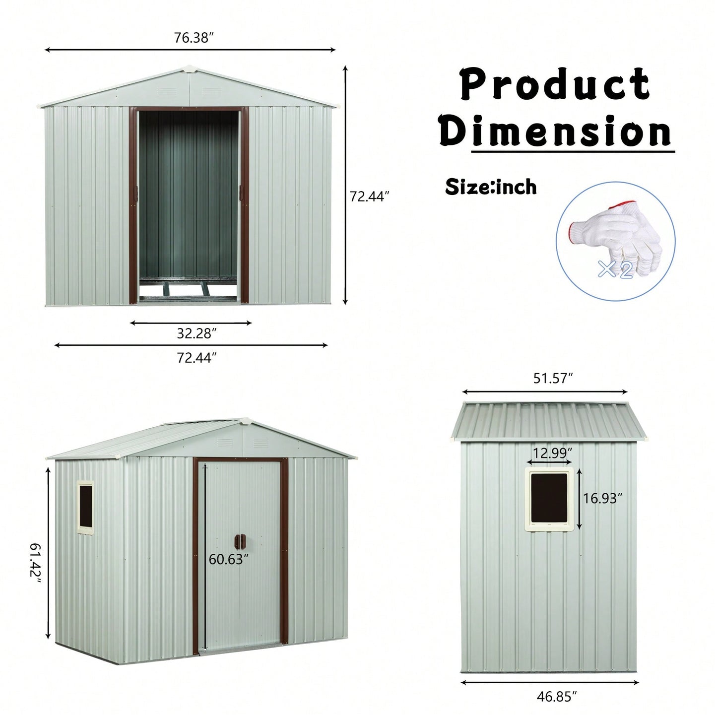 Spacious 6ft X 5ft Outdoor Metal Shed With Window In White - Durable Storage Solution For Garden Tools And Equipment