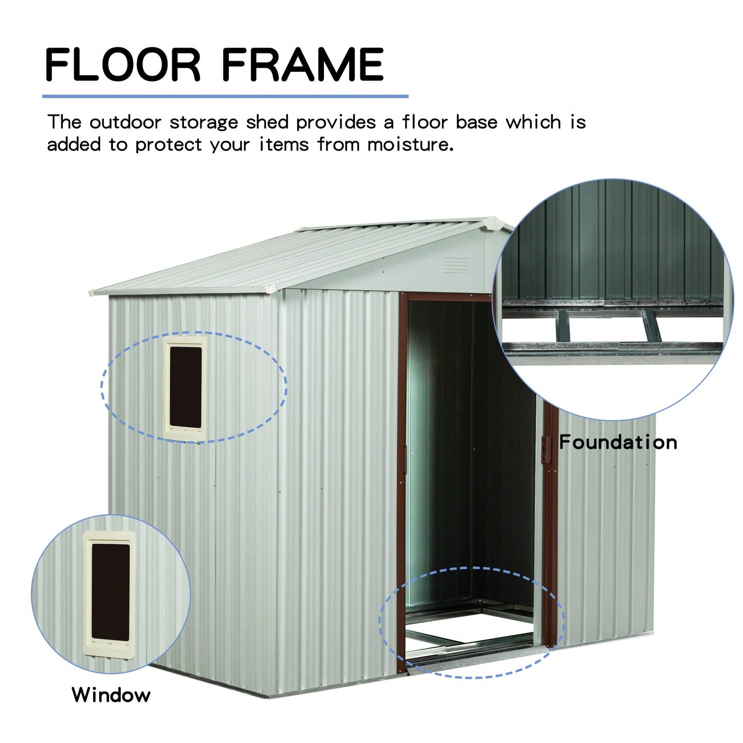 Spacious 6ft X 5ft Outdoor Metal Shed With Window In White - Durable Storage Solution For Garden Tools And Equipment