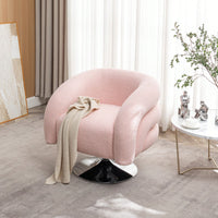 Contemporary Pink Swivel Sofa Chair - Plush Teddy Upholstered Reading Chair For Living Room, Bedroom, Or Cozy Corner