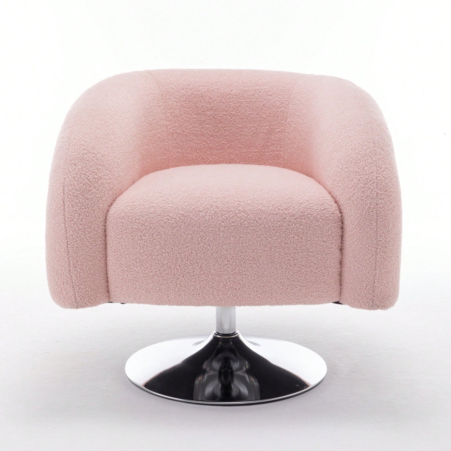 Contemporary Pink Swivel Sofa Chair - Plush Teddy Upholstered Reading Chair For Living Room, Bedroom, Or Cozy Corner