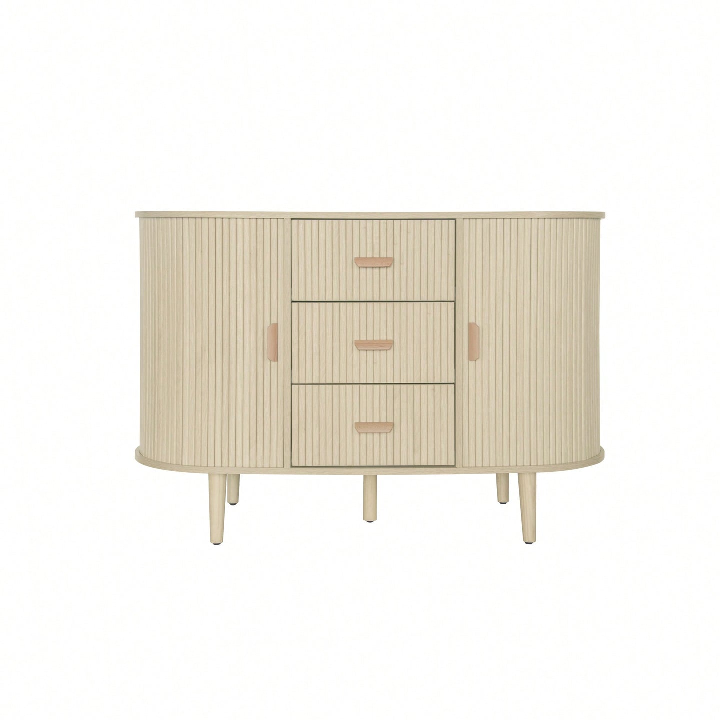 Modern Sideboard Buffet Storage Cabinet With Tambour Doors, 3 Drawers, And 2 Doors - Stylish Accent Cabinet For Living And Dining Rooms