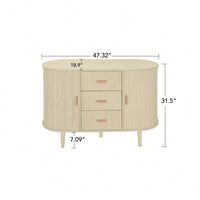 Modern Sideboard Buffet Storage Cabinet With Tambour Doors, 3 Drawers, And 2 Doors - Stylish Accent Cabinet For Living And Dining Rooms