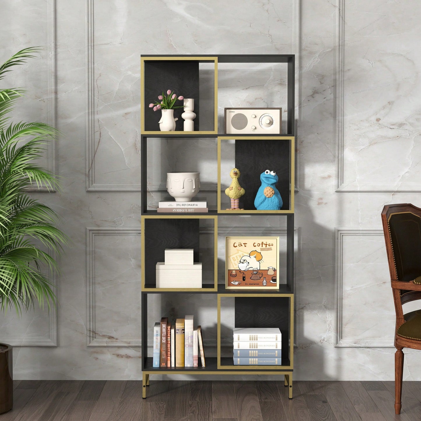 4-Tier Corner Storage Shelves - Versatile Bookcase For Small Space Living Room Organization