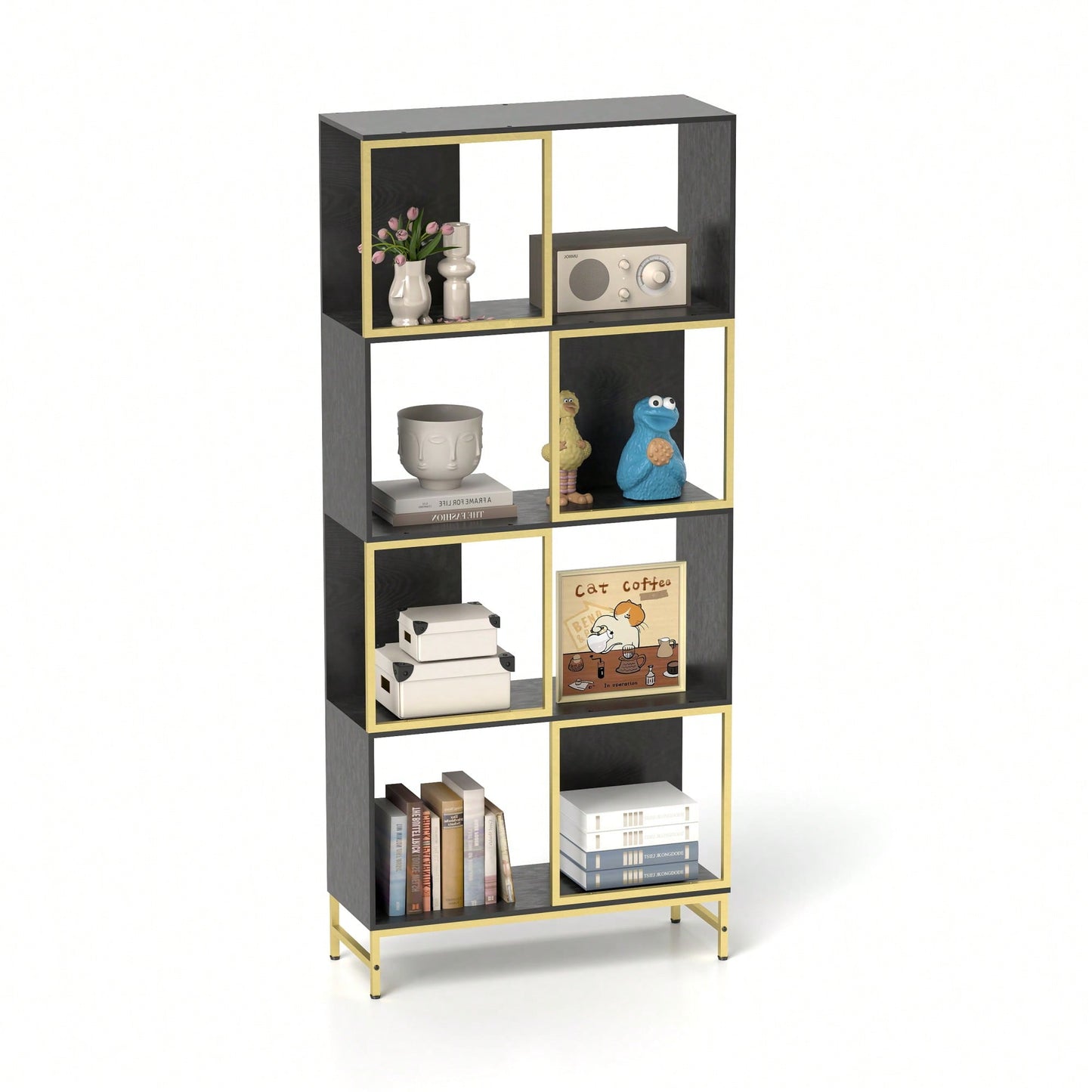 4-Tier Corner Storage Shelves - Versatile Bookcase For Small Space Living Room Organization